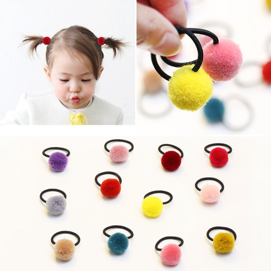 Korean candy color children's hair ball hair color tie hair band no seams do not hurt hair rope baby hair rope