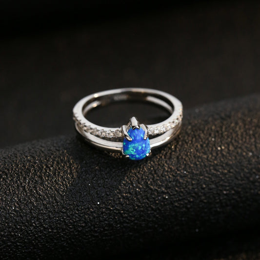 Blue Water Drop Shape Opal Women's Ring